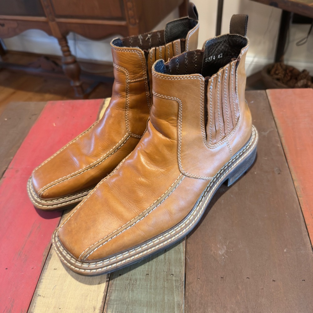 Franco‎ Fortini Mens Trevor Tan Leather Square Toe Chelsea Boots Size 10M 376609